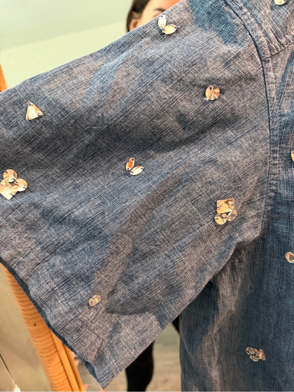 MAEVE EMBELLISHED DENIM CROP - Picture 3 of 6